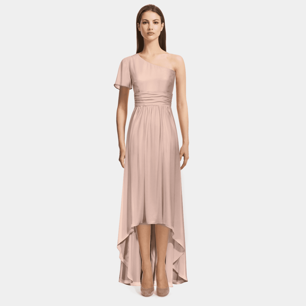 Blush Pink Bell Sleeve Dress V Neck Long Sleeve Blush Pink Bridesmaid  Dresses ZAPAKA Women