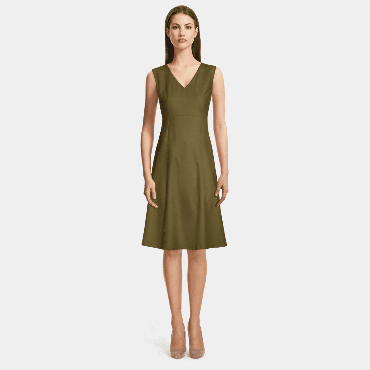 Monteau Women's Scalloped Neck Fit & Flare Dress Green Size Petite X-Large