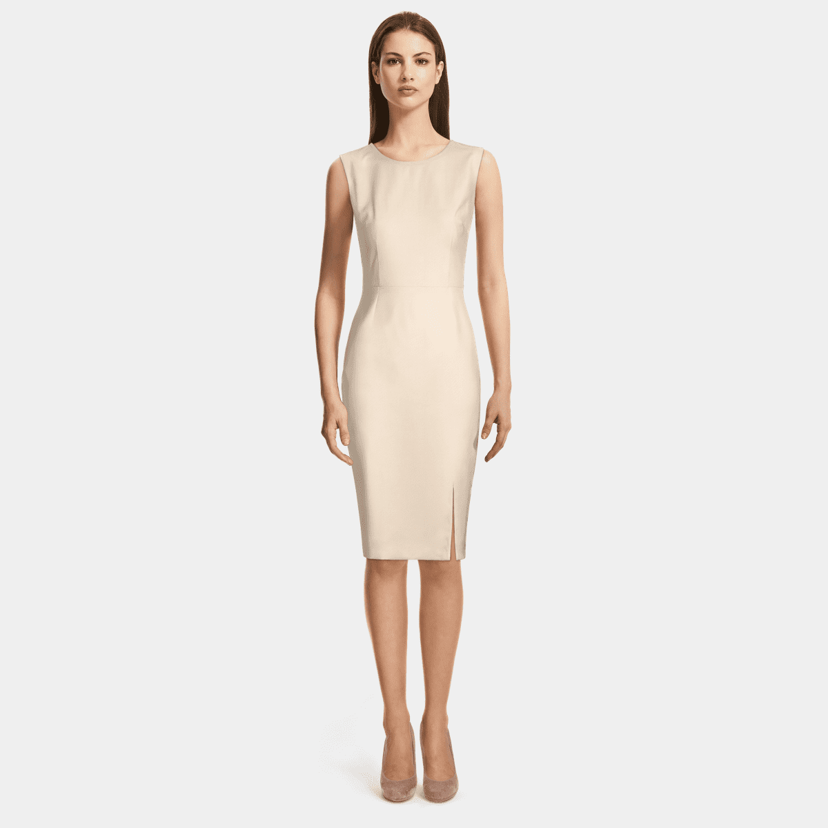 Womens Round Neck Sleeveless Pleated Shuangc Temperament Dress