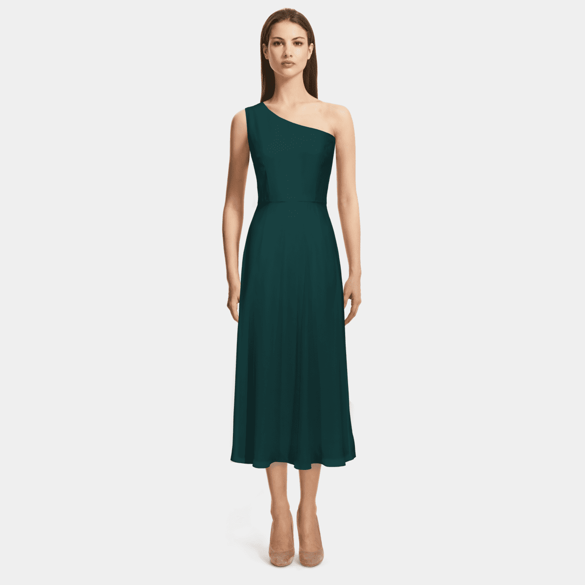 Green Asymmetric Midi Dress