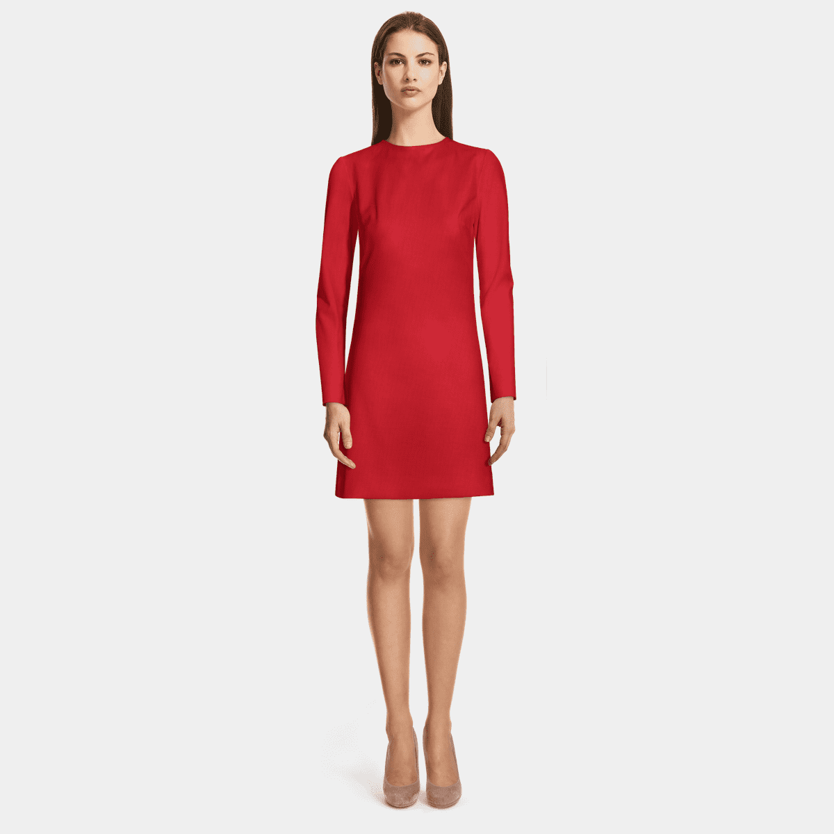 Red Cut-Work Short Shirt Dress