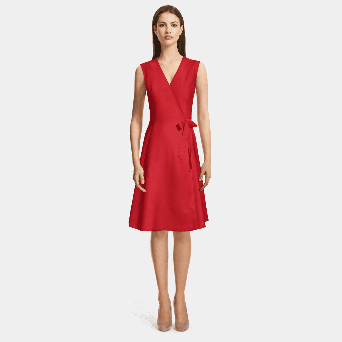 SAASHI Rose Red Solid Scrub Set - V Neck Zipper Top & Drawstring Pants