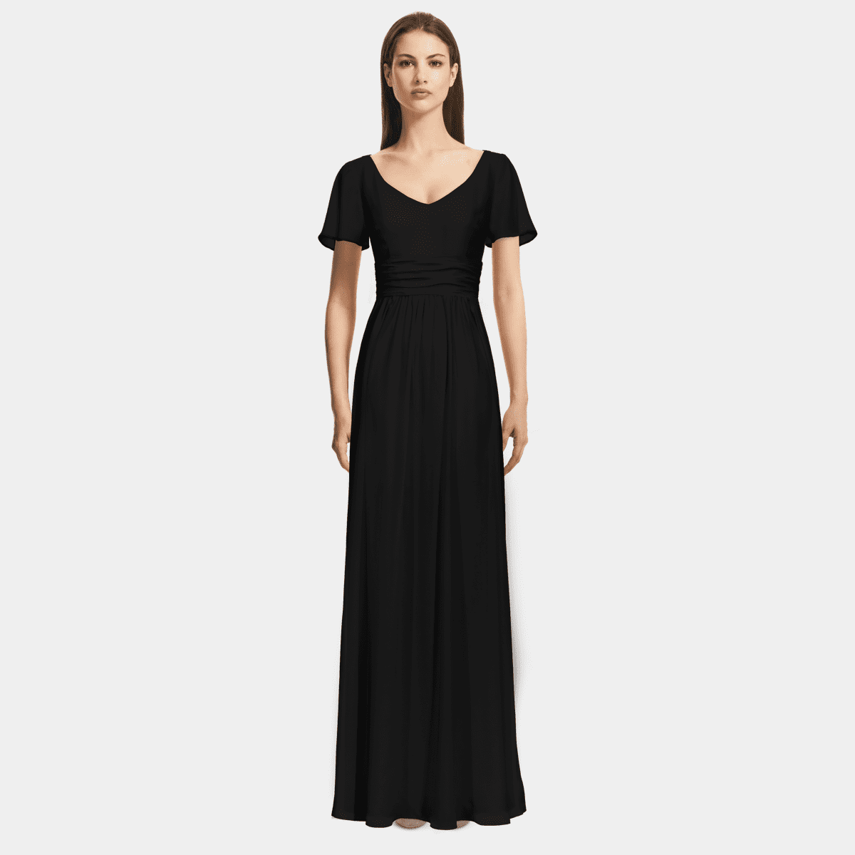 Brun Lumière Tie-Front Sleeveless Maxi Dress (Empire Waist)