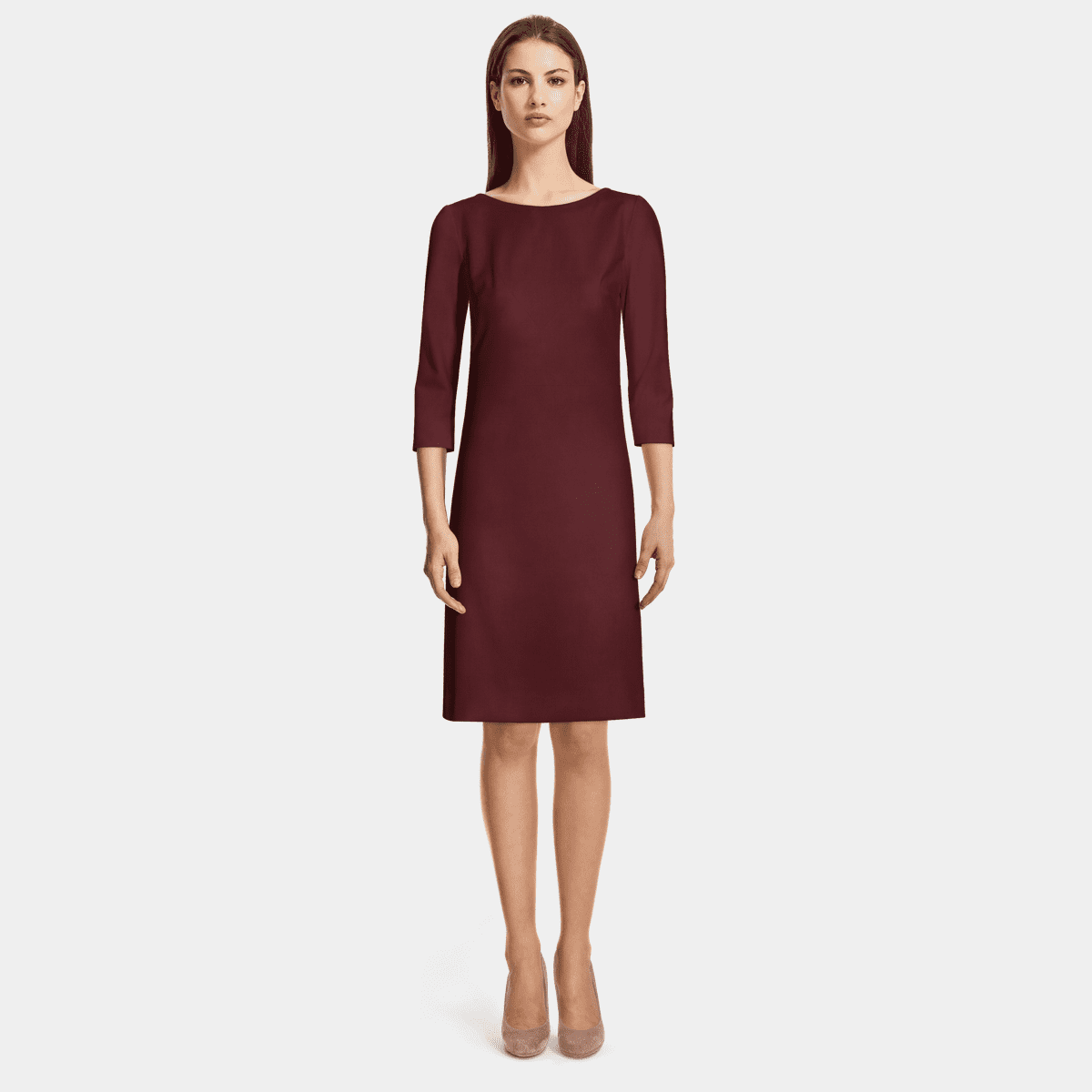 burgundy shift dress with sleeves Long Sleeve Satin Midi Shirt Dress | Shirt Dress