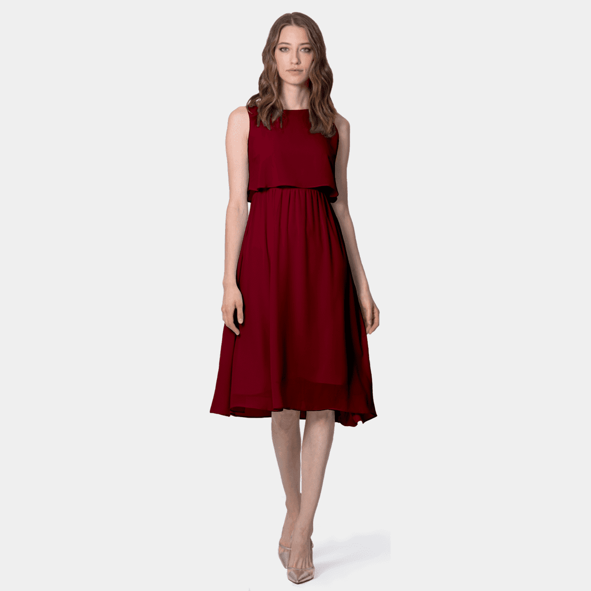 princess polly baby blue dress Berylove Women Burgundy Wedding Guest Dress with Cape Boat Neck Knee Length  Cocktail Dress