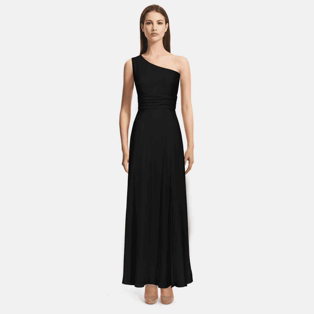 Black asymmetric Empire Long Dress | Sumissura