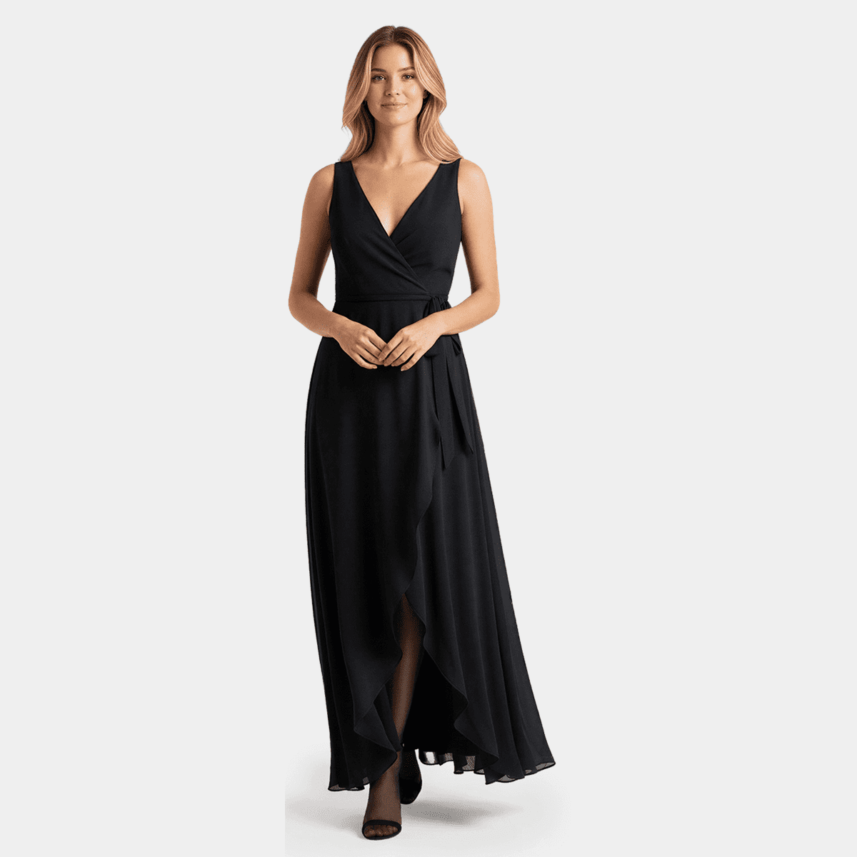 blue dress for baby girl Sofia Black Pleated Wrap Dress| Italian Dresses — Shops From Italy main image 1