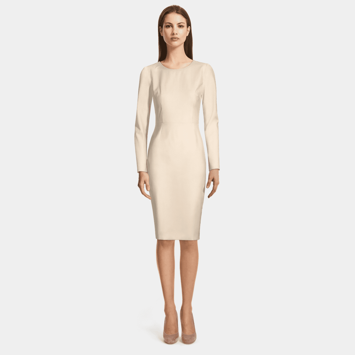 Beige long sleeve round neck Sheath Dress Beige long sleeve round neck Sheath Dress