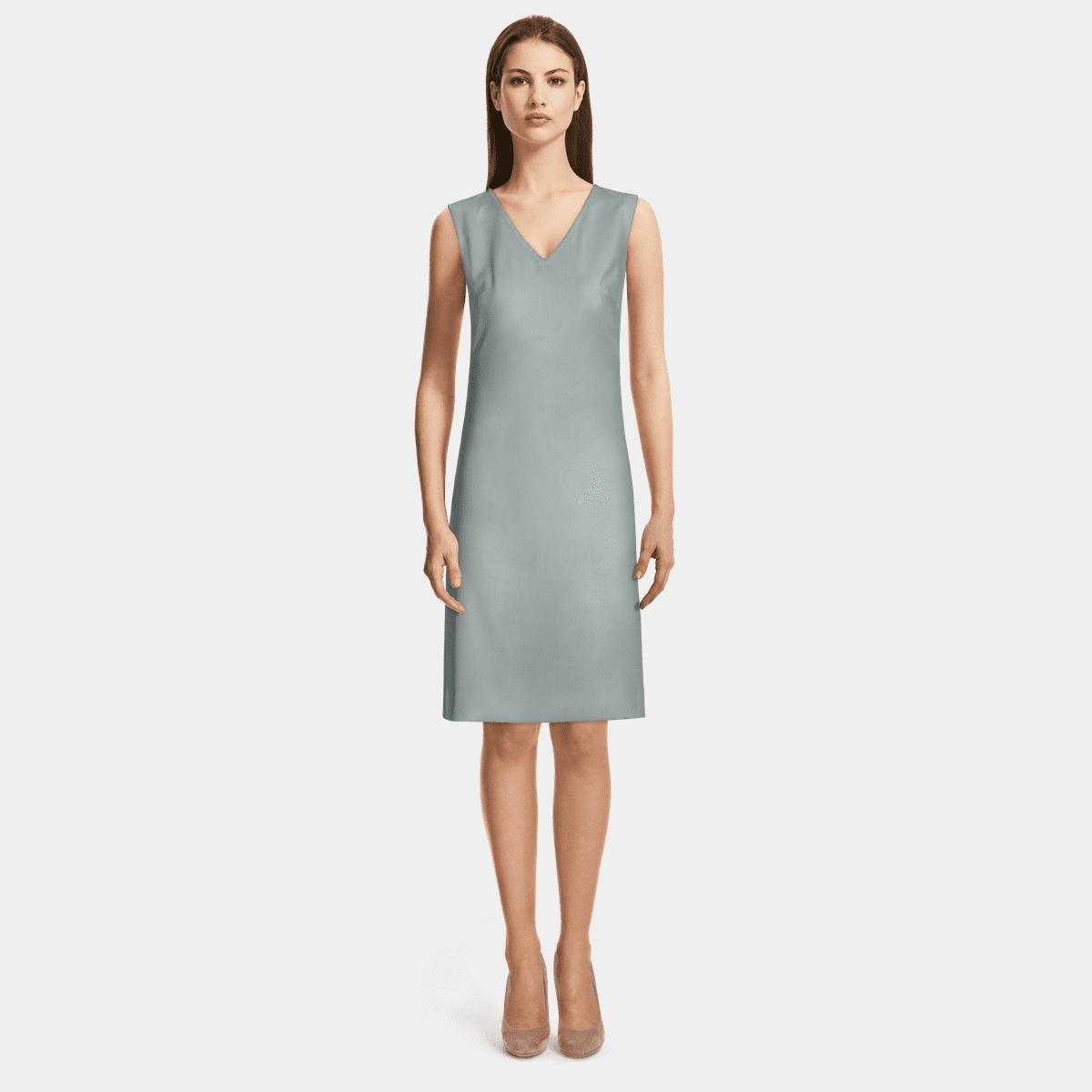 Light Blue v-neck Shift Dress | Sumissura