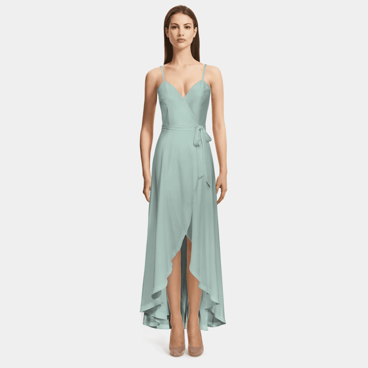 TrendAura Green Lace Up Summer Dress For Women Spaghetti Straps Asymmetric Hem Breezy Comfort main image 0