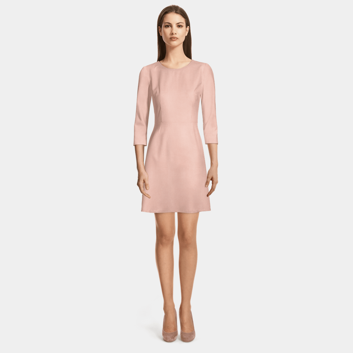 Blush Pink 3/4 sleeve round neck Skater 