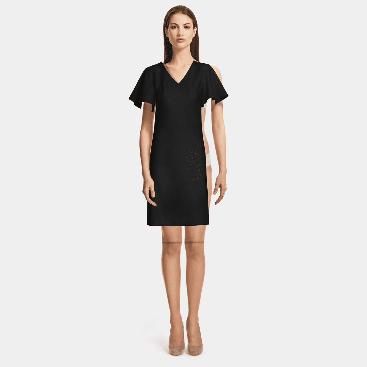 Black shift dress v 2024 neck