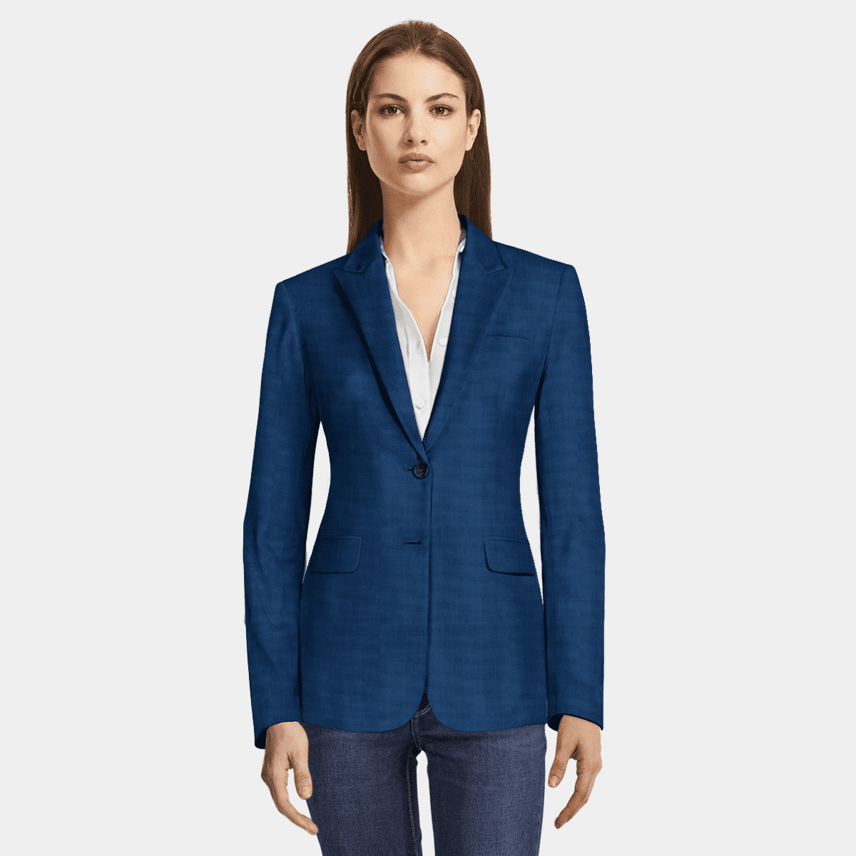 Light Blue polyester-rayon 3-button Blazer with 3 brass buttons