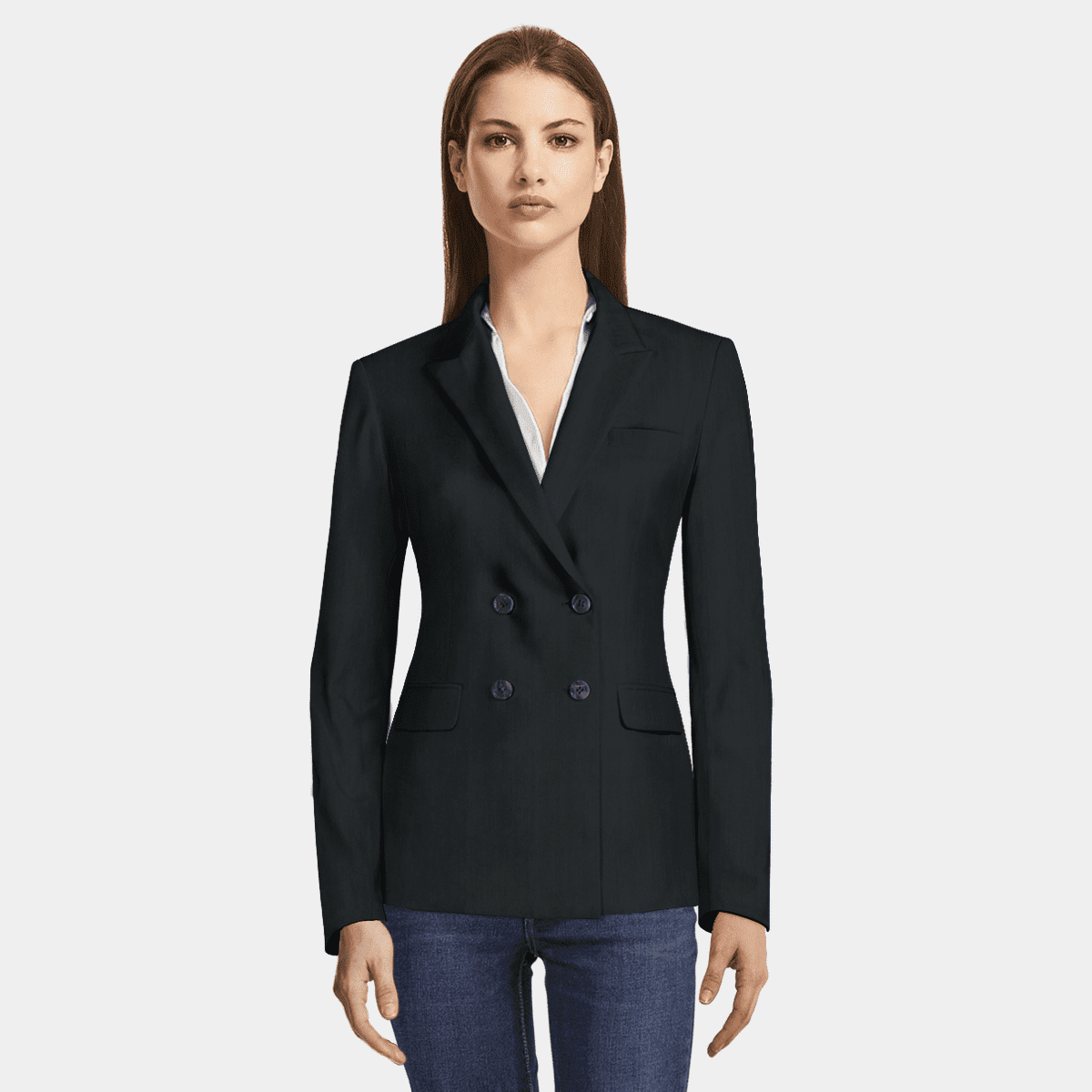 Blazer Loro Piana doppiopetto nero vero a pois in Pura lana