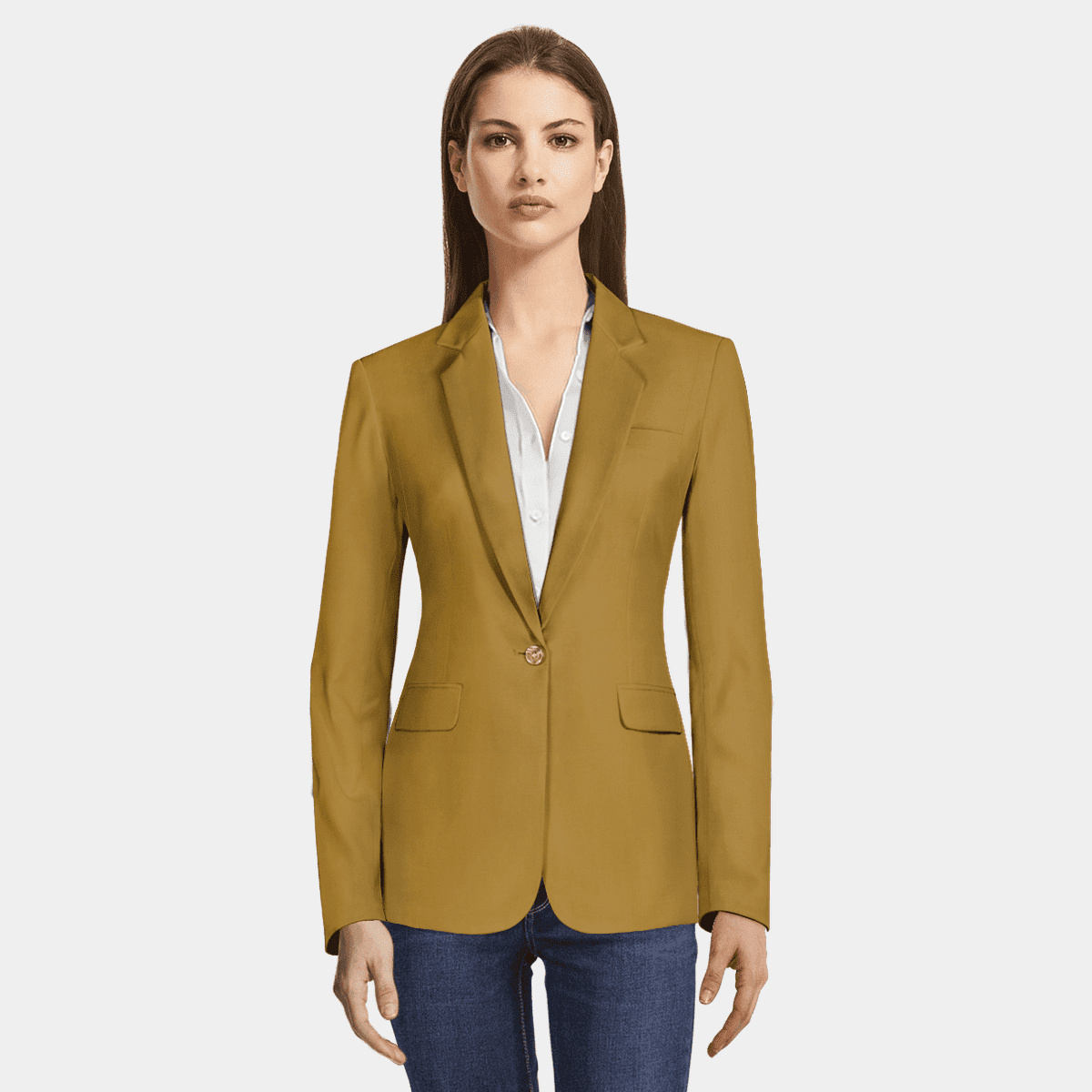 Mustard Wool Sleeveless Blazer