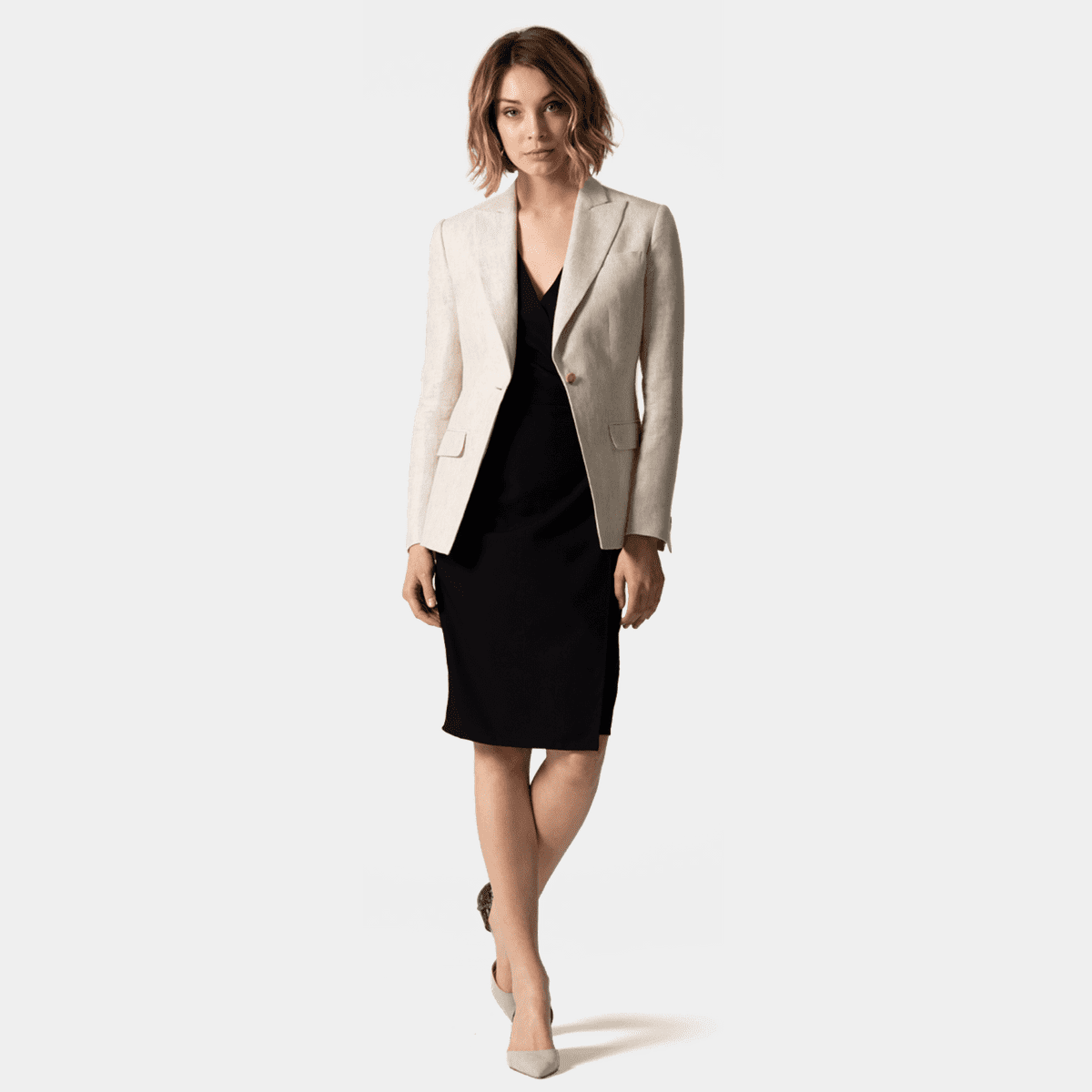 beige dress jacket womens Kasper Women's Cuff Sleeve Jacket - Gray