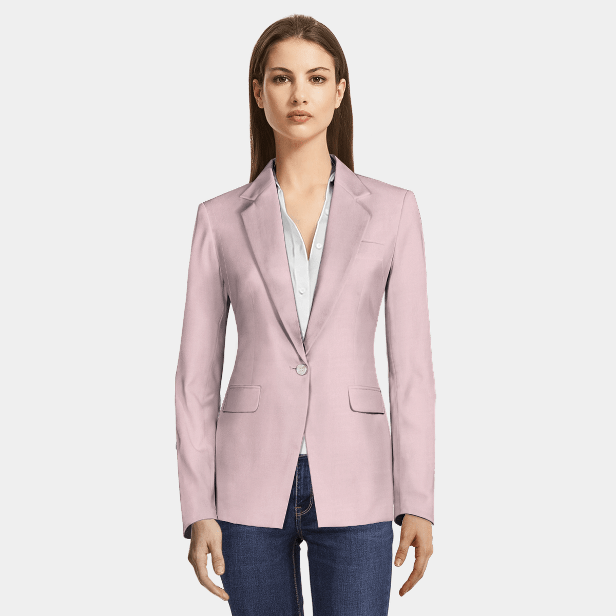 Light Pink linencotton onebutton Blazer 169 Sumissura