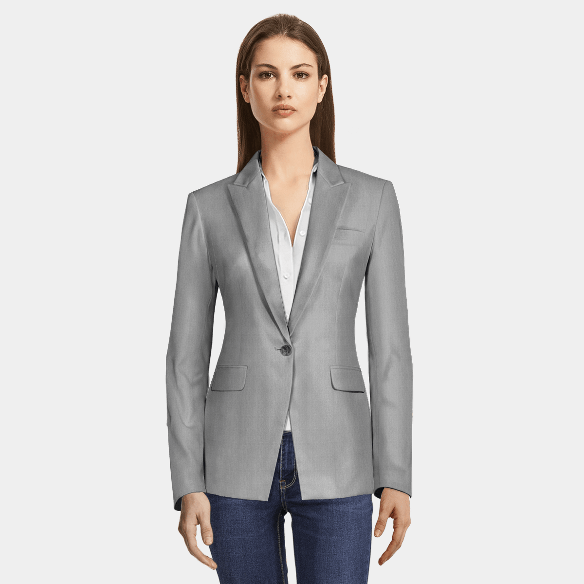 Silver shiny Blazer with peak lapels 169 Sumissura
