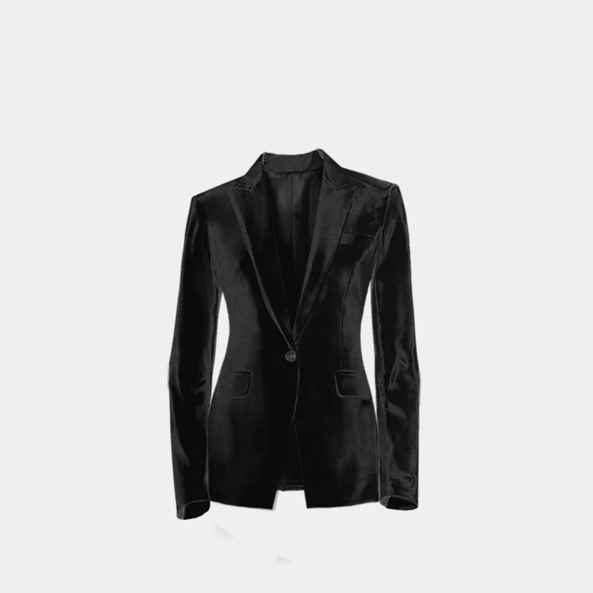 Black velvet one button Blazer with peak lapels