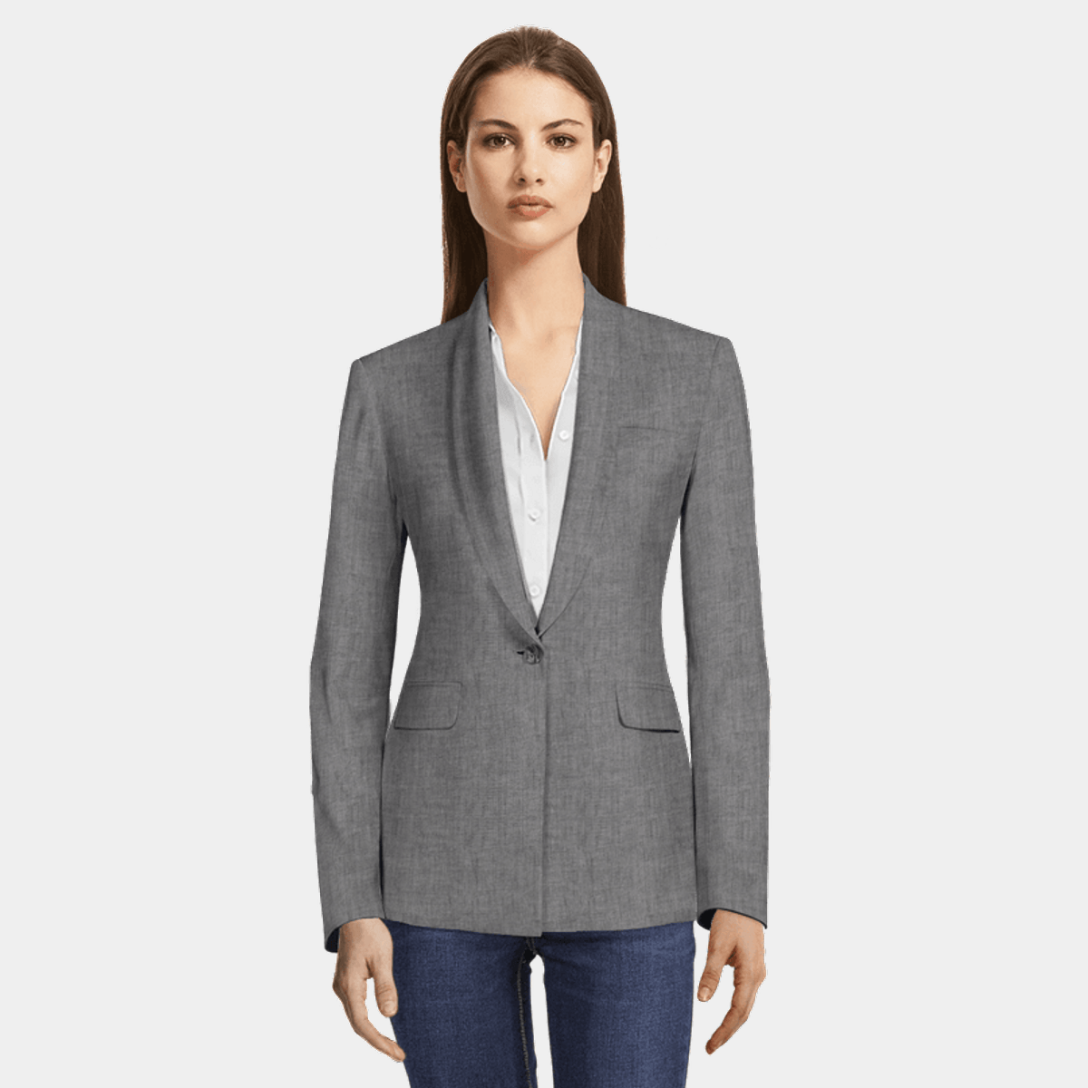 Graue Leinen Damen Blazer Sumissura