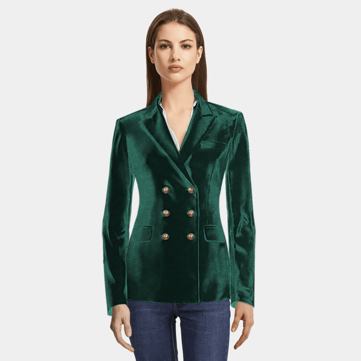 Green velvet 2025 blazer ladies