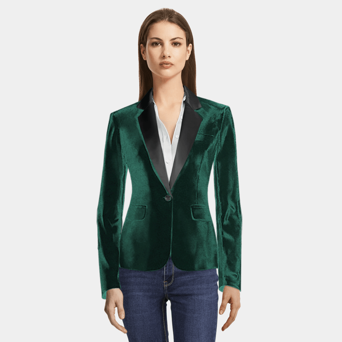 Boohoo Velvet Contrast Satin Lapel Blazer in Olive Green Womens Mens Clothing Mens Jackets Blazers 
