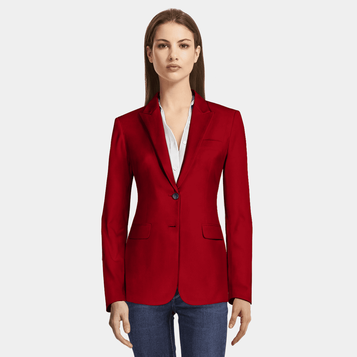 Red velvet Jacket with peak lapels Sumissura