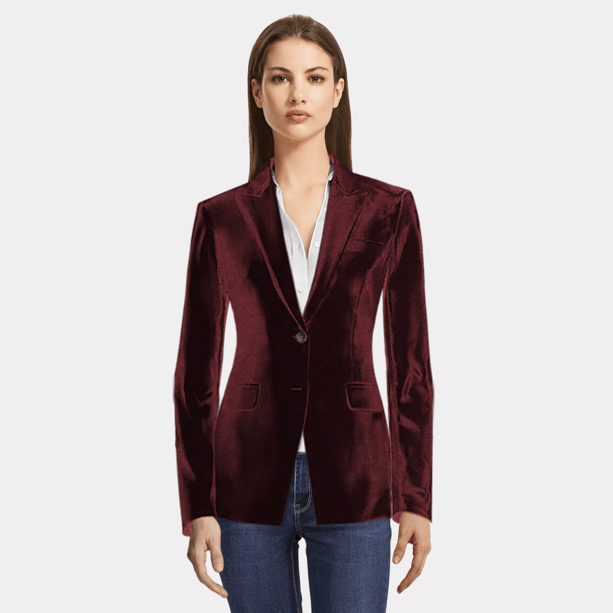 Red velvet Blazer with peak lapels