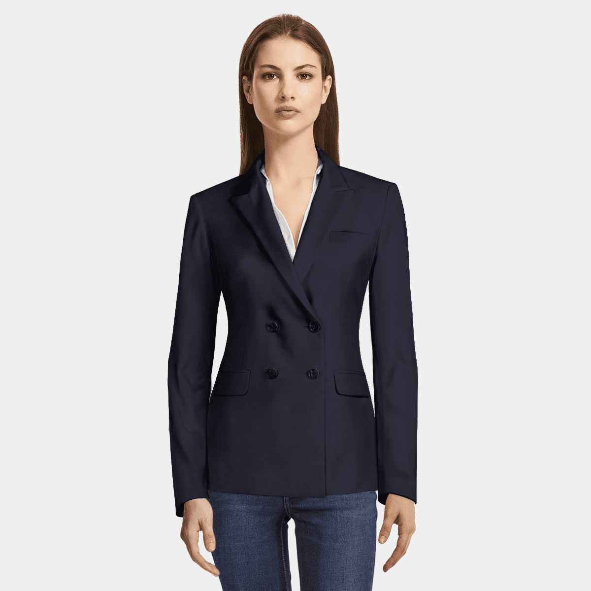 Premium Blue wool double breasted Blazer 379 Sumissura