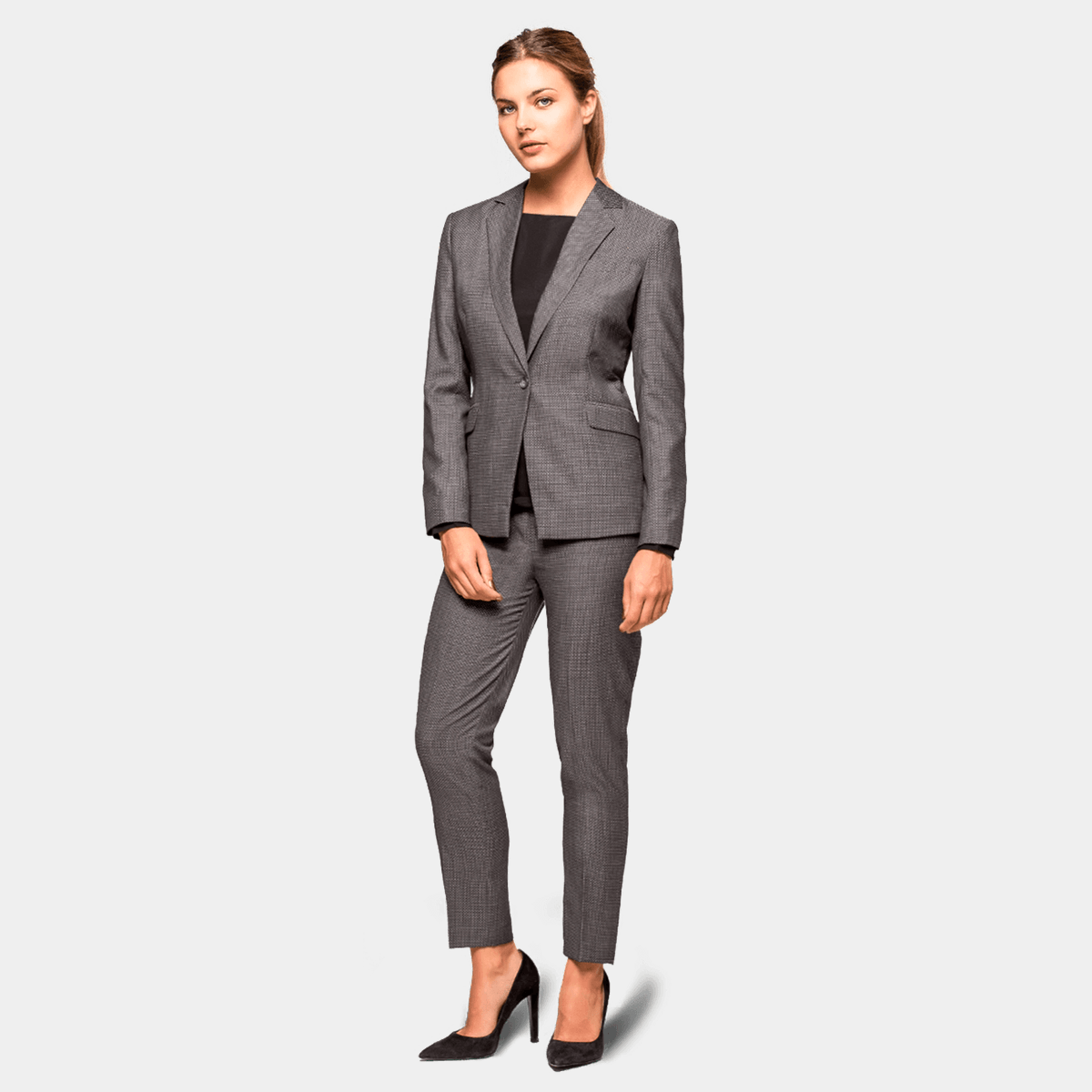 Gray wool one-button Blazer