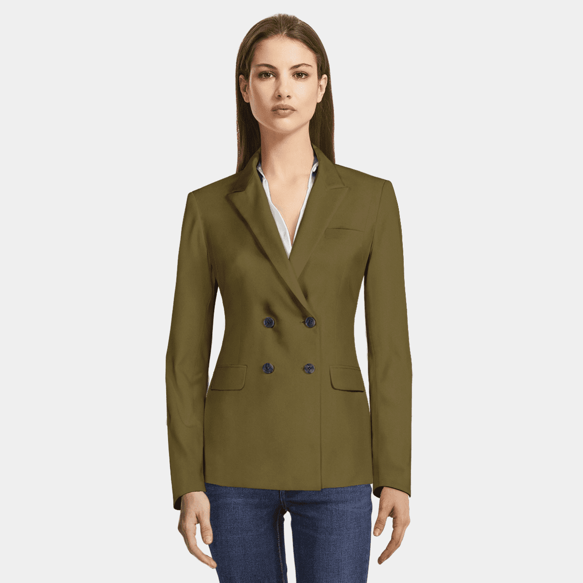 2 Pieces Single Buttons Notch Lapel Women Suit(Blazer+Pants) | SOLOVEDRESS US 4 / Army Green