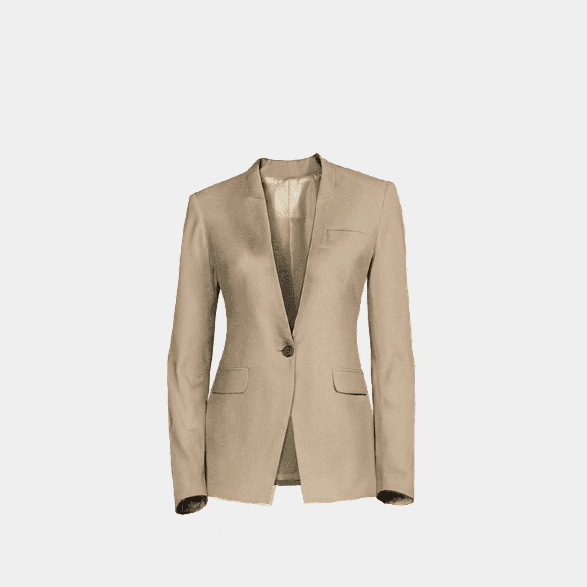 Beige polyester-rayon no-lapels Blazer | Sumissura