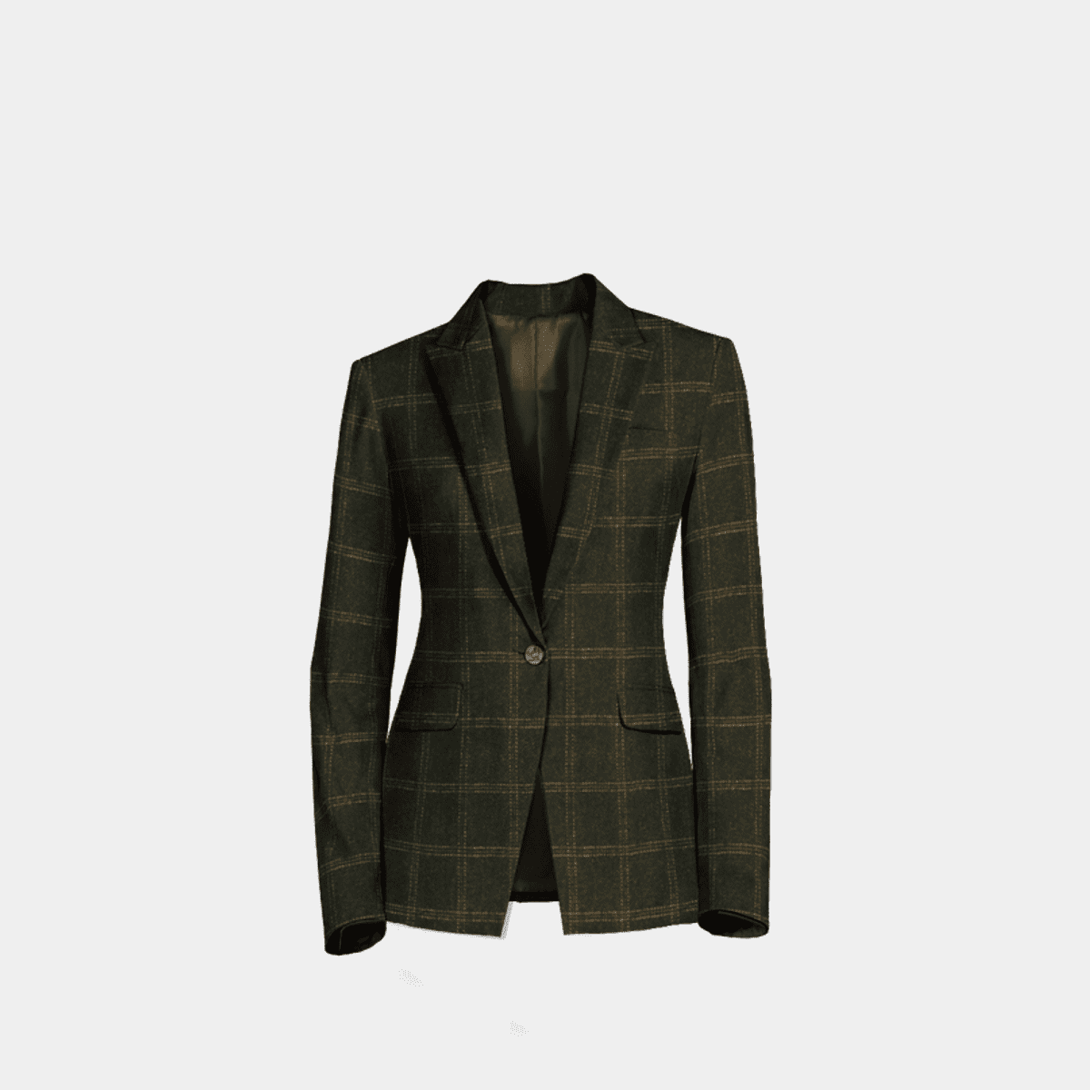 Green Plaid tweed one-button Jacket with peak lapels | Sumissura