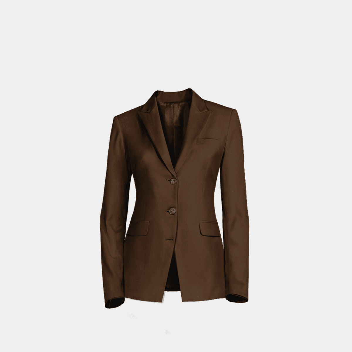 Blazer color marrón chocolate de terciopelo esencial con solapa en