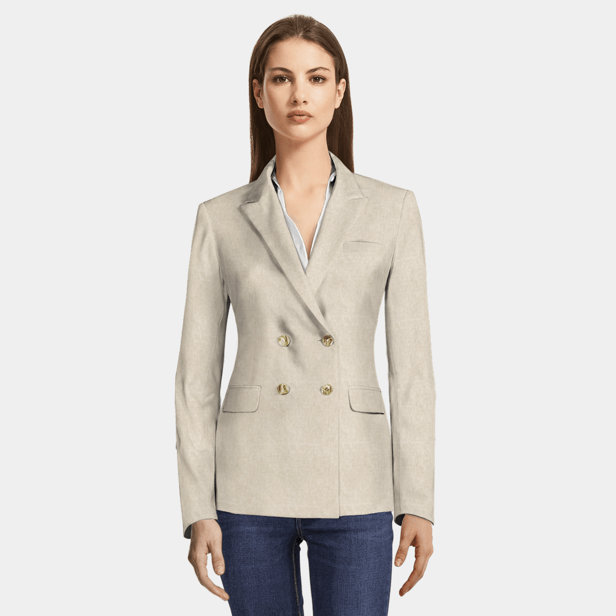 Sand linen double breasted Jacket 