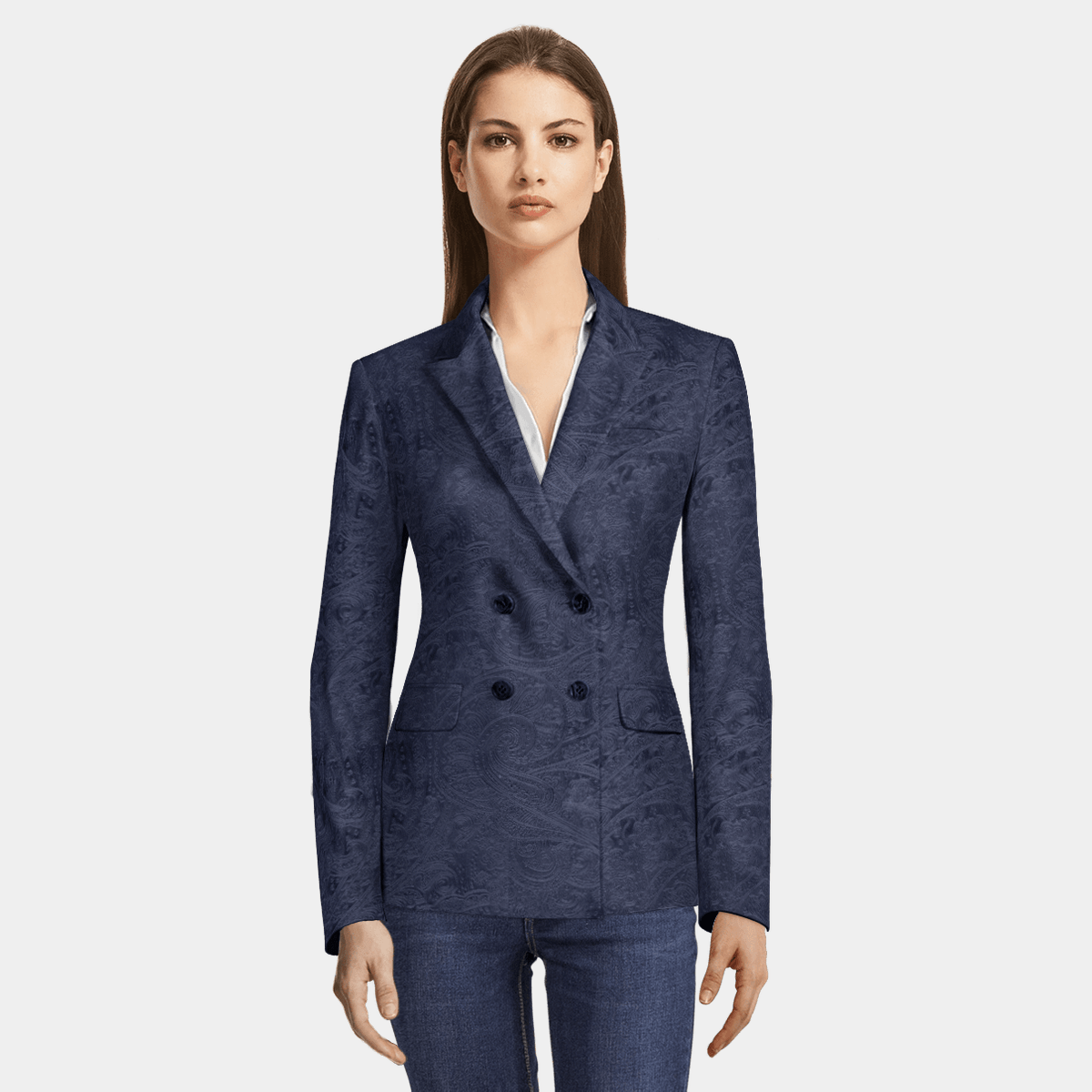 navy blue fitted blazer ladies