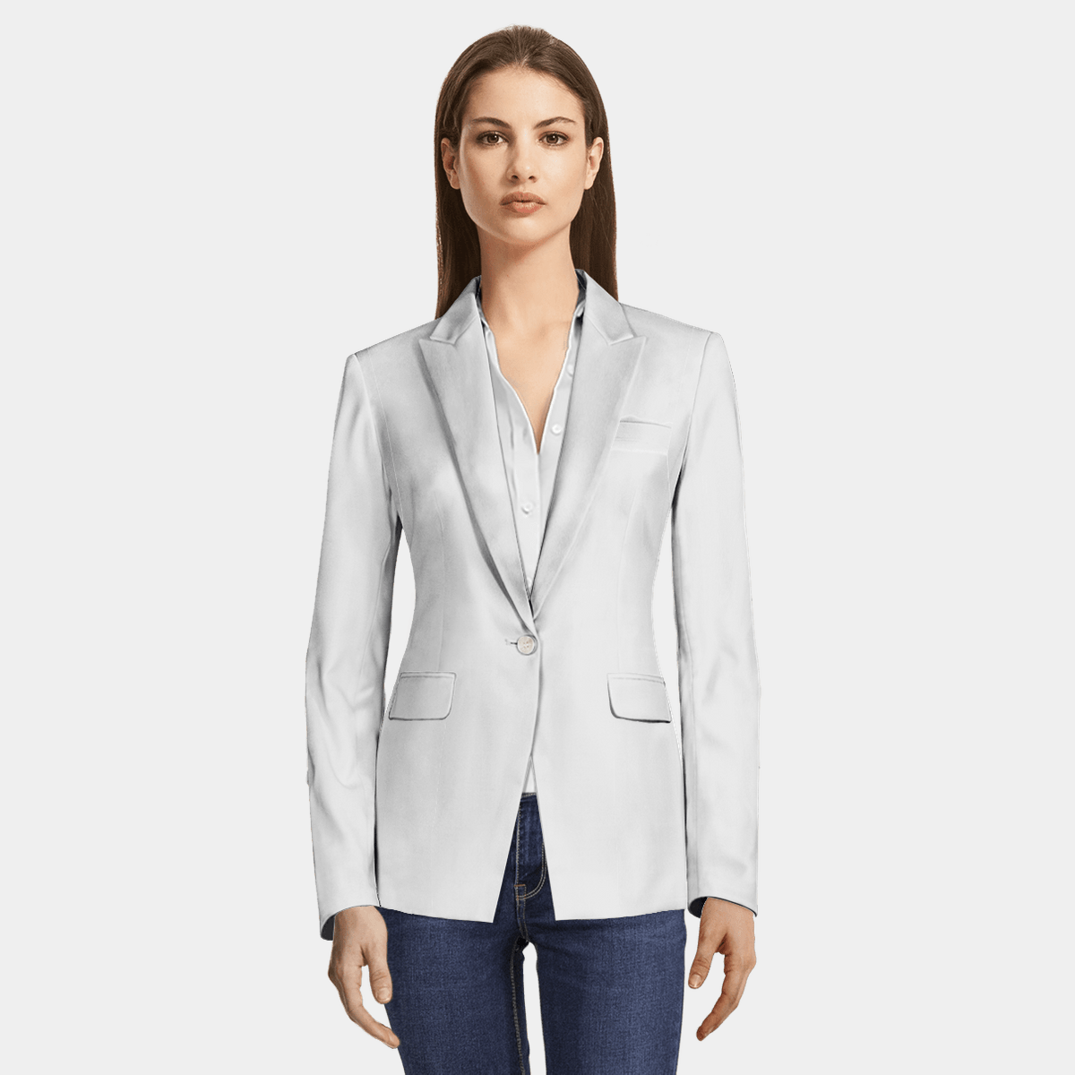 White one-button Jacket with peak lapels | Sumissura