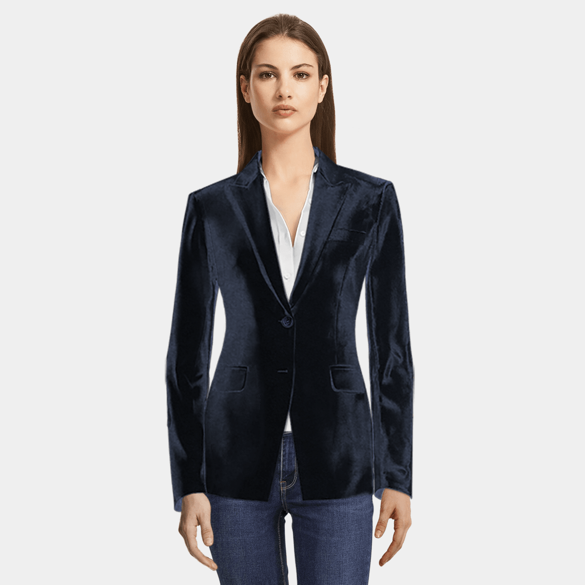Blue velvet Blazer with peak lapels 199€ Sumissura