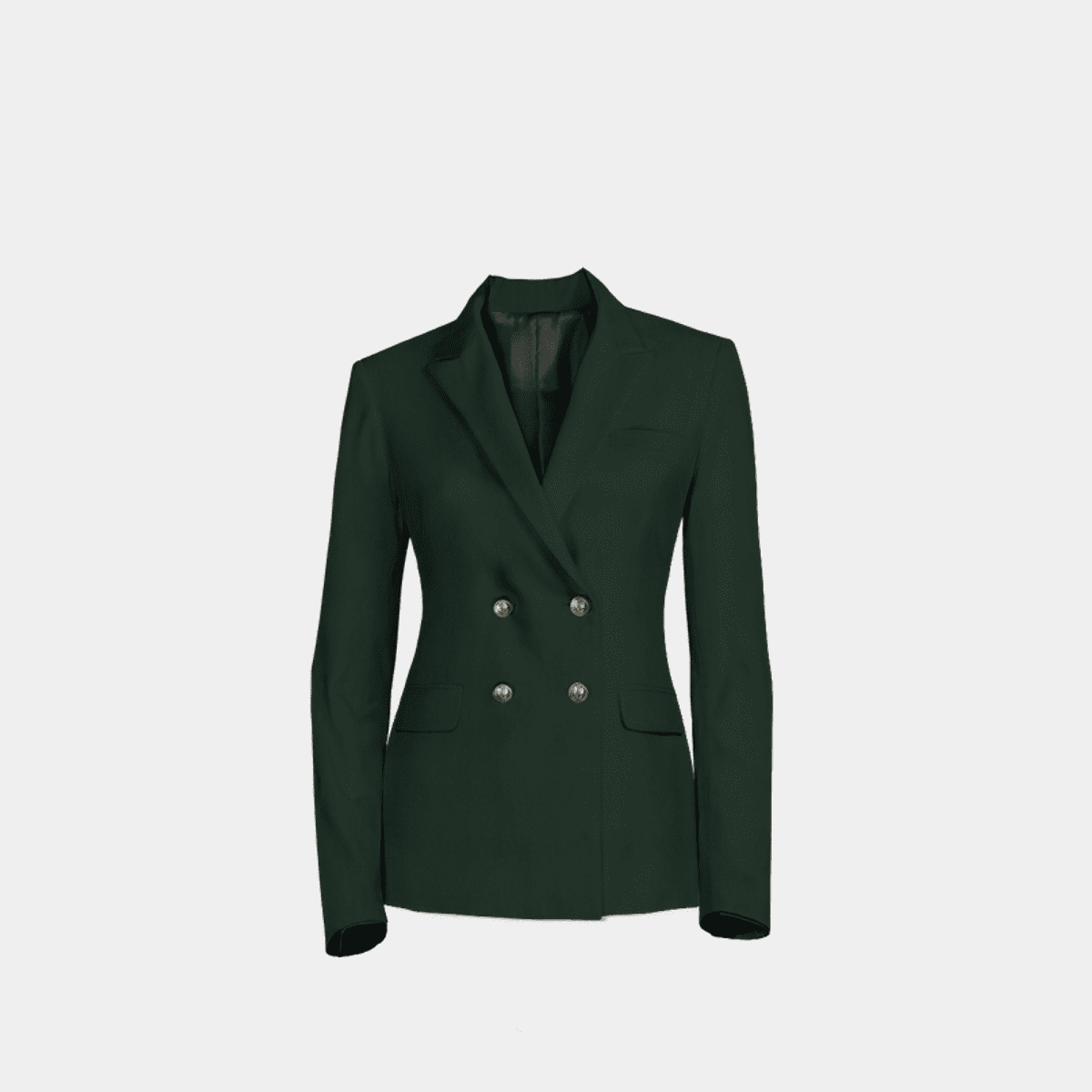 Green double breasted essential Blazer with 4 brass buttons