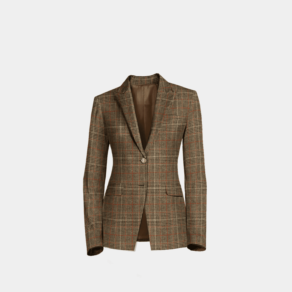 Brown Plaid Blazer Check Blazer For Ladies Dark Academia Outfits