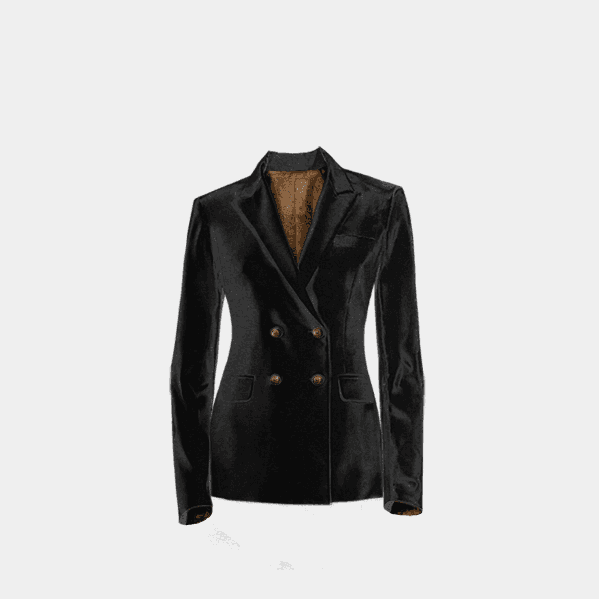 Black velvet double breasted Blazer with 4 brass buttons