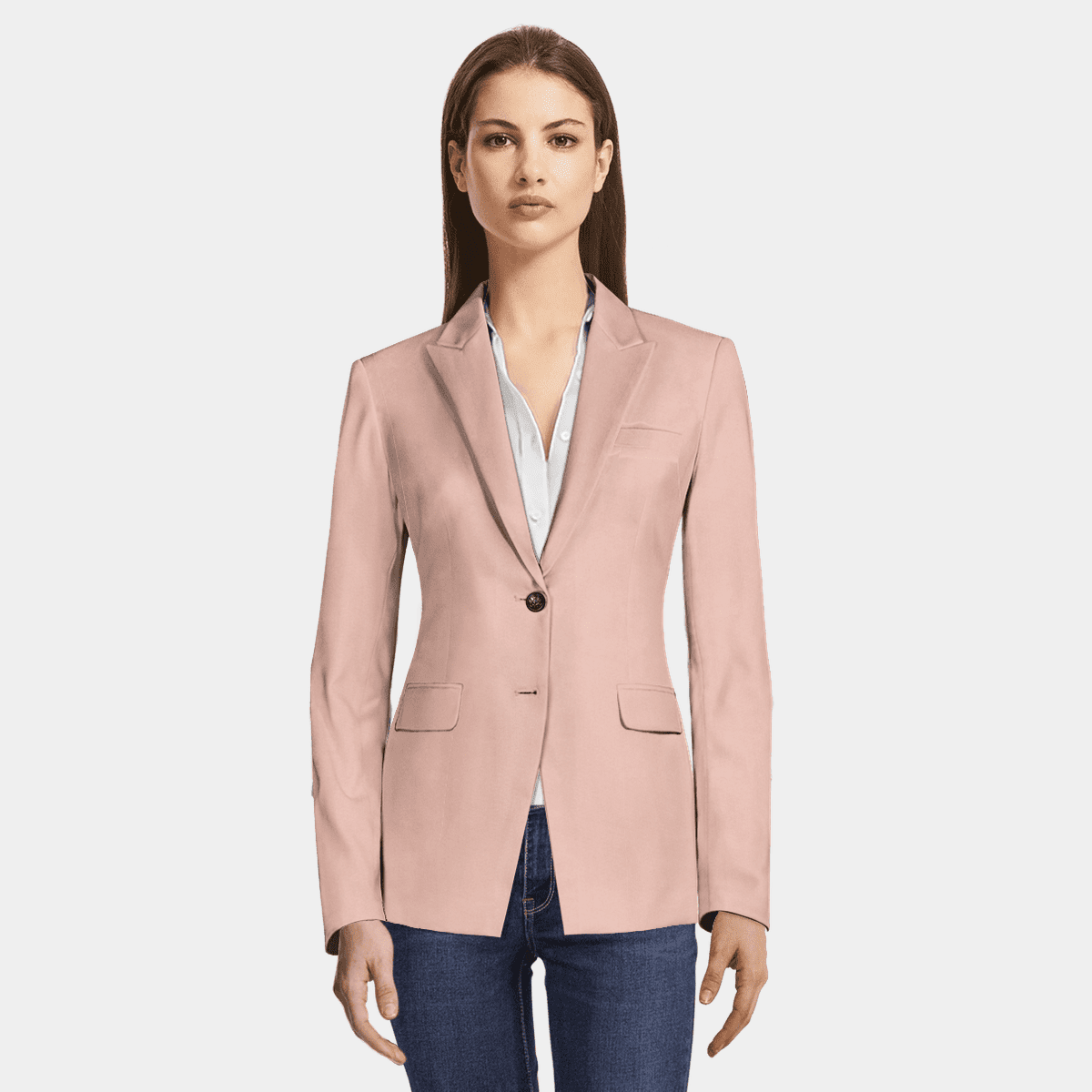 Pink Blazer with Blue Pants