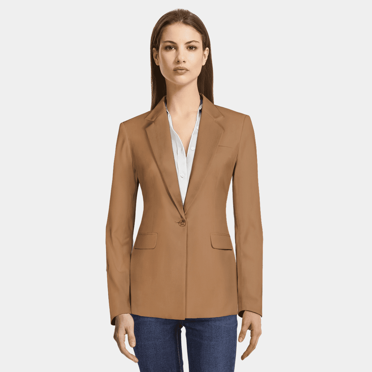 Camel stretch one-button Blazer