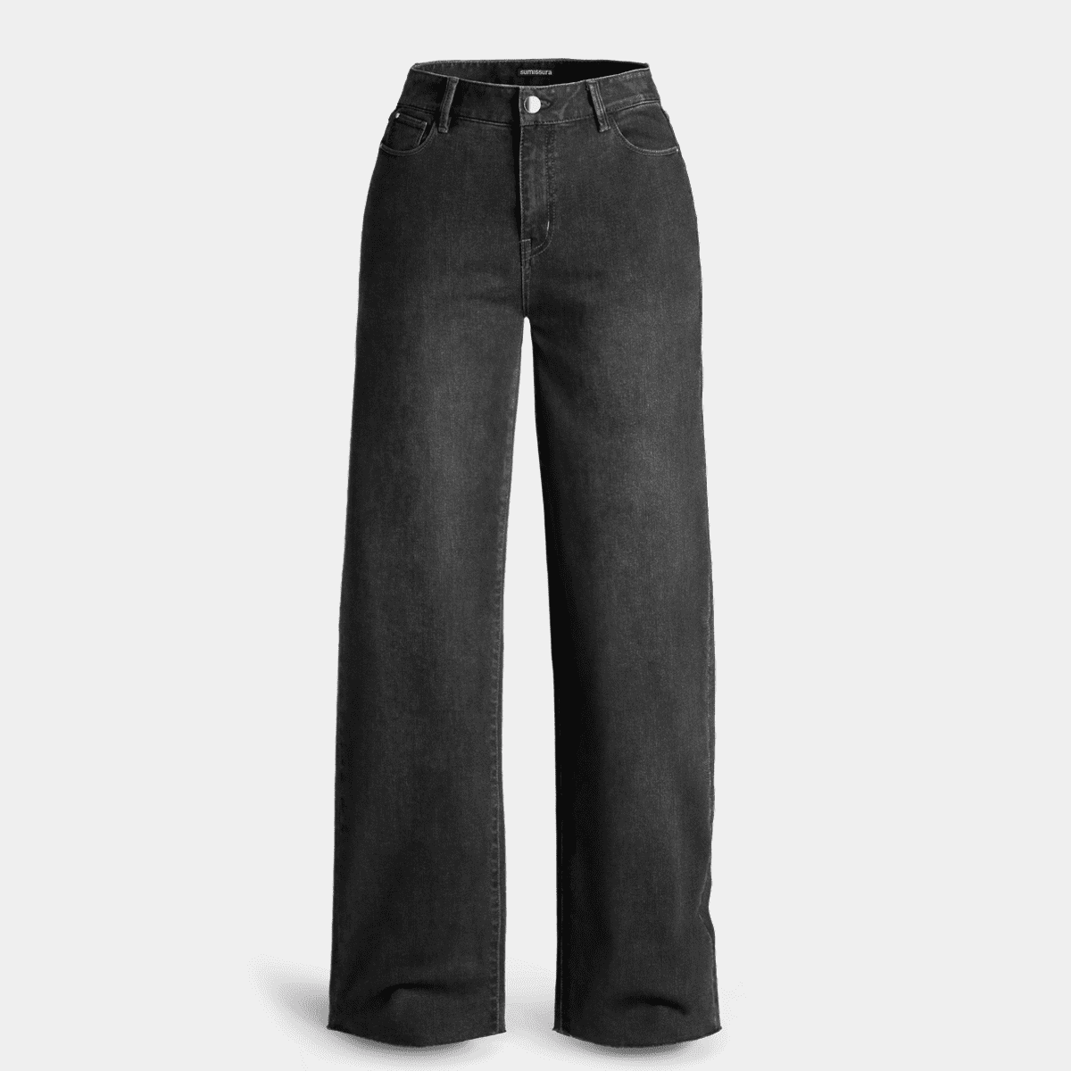 Raw Hem Wide Leg Jeans With Pockets
