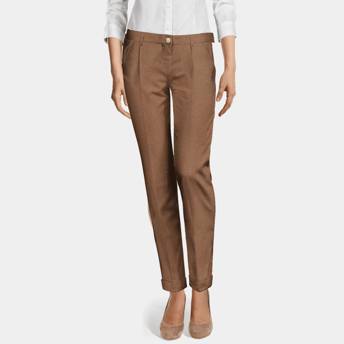 Pantalón talle alto elástico camel con pinzas