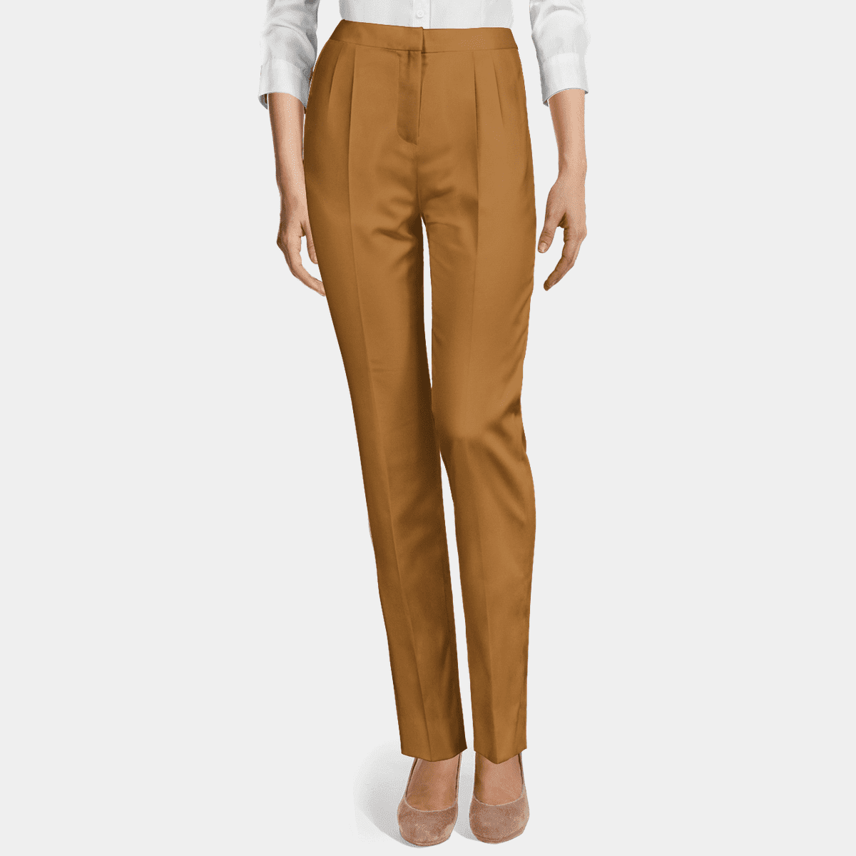 Chocolate brown high waisted pleated essential Women Trousers