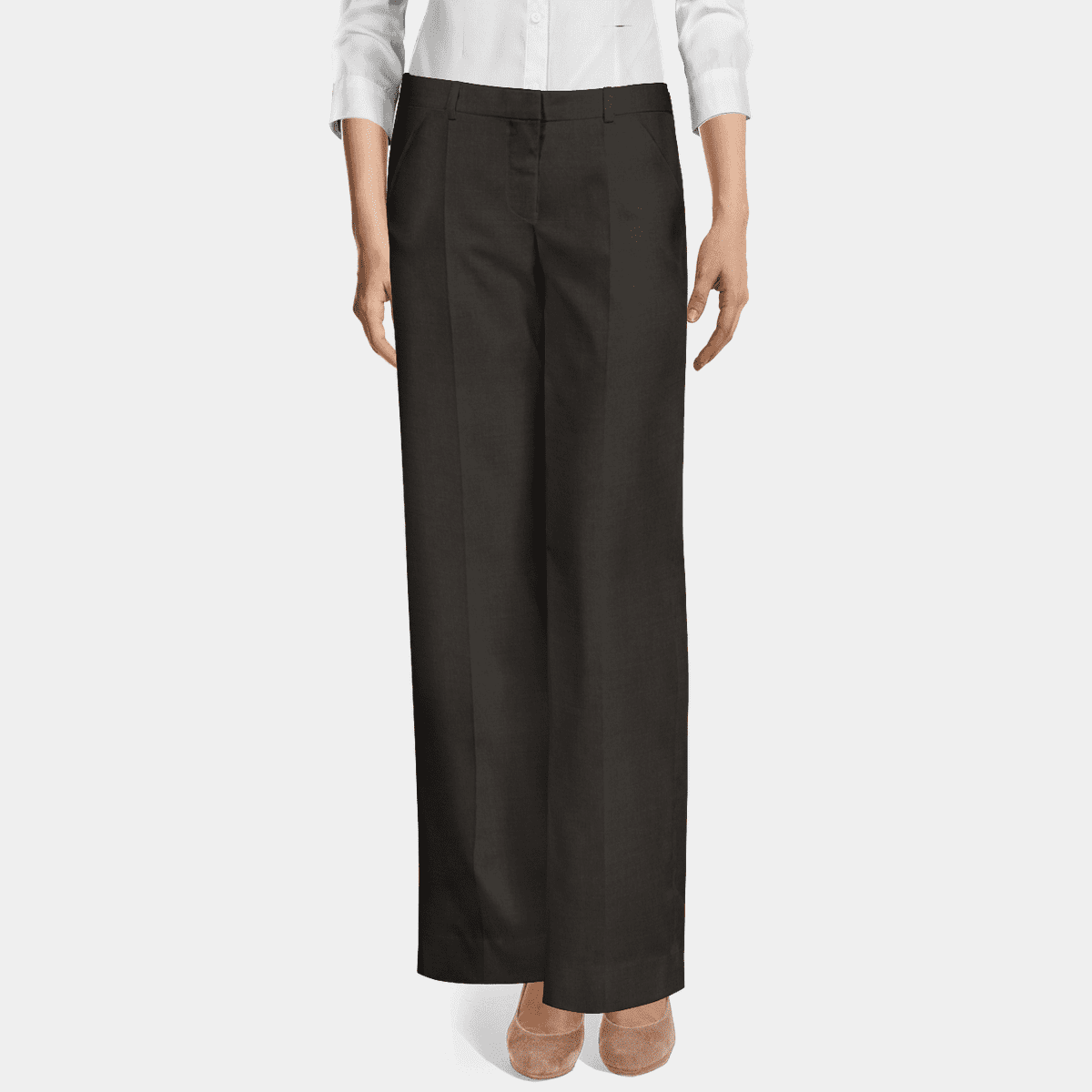 Premium Grey stretch flat-front Wide leg Pants