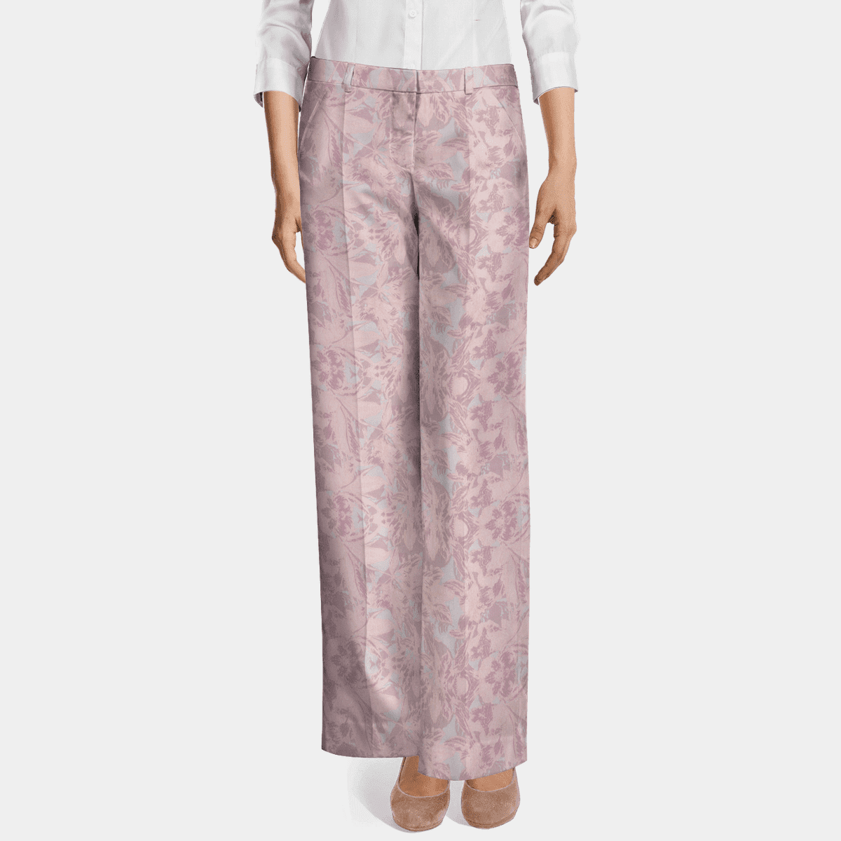 Pink high waisted flat-front stretch Dress Pants