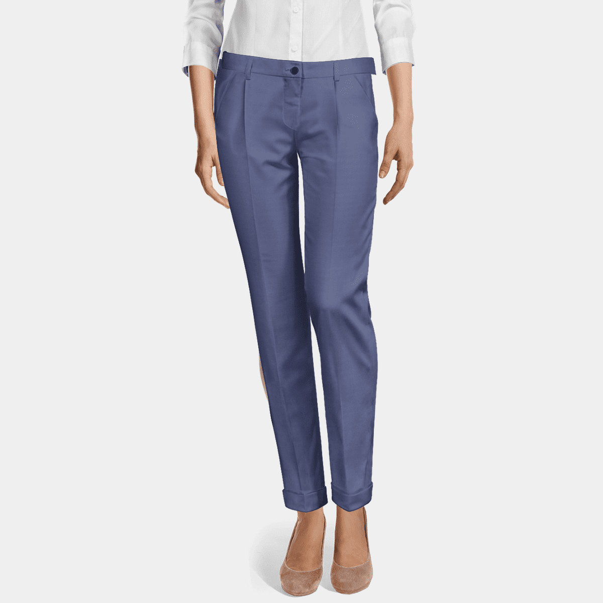 Pastel Blue Organic Cotton Cigarette Pants