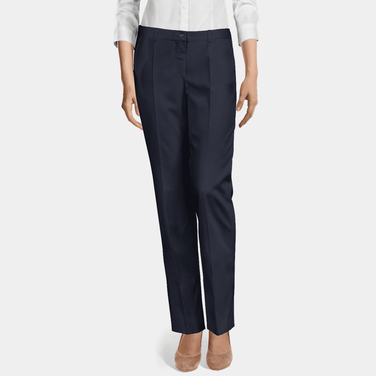 H-Tech  Flat Front Navy Dress Pants unhemmed unfinished bottom main image 0